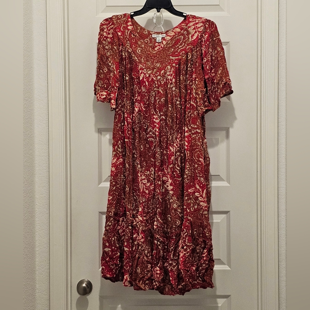 Go Softly Patio Elegant Paisley & Floral Dress with Pockets, EUC, Size 1X - Picture 2 of 9